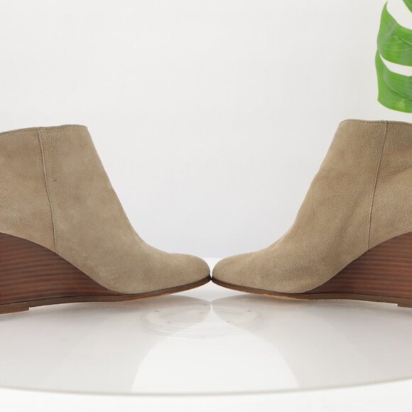 1.STATE Womens Kaleb Boot Size 9 Tan Taupe Suede Wedge Heel Zip Up Bootie - Picture 8 of 13
